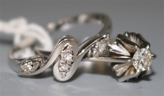 Two white gold diamond rings